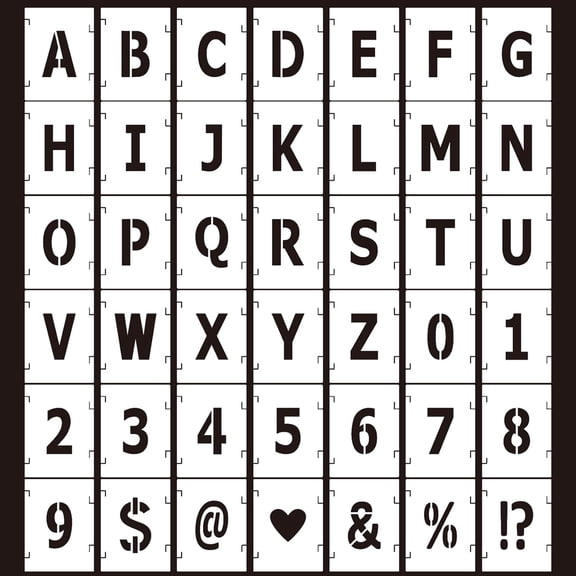 ABCISI 3 Inch Letter Stencils Symbol Numbers Craft Stencils, 42 Pcs Reusable Alphabet Templates Interlocking Stencil Kit for Painting on Wood, Wall, Fabric, Rock, Chalkboard, Sign, DIY Art Projects
