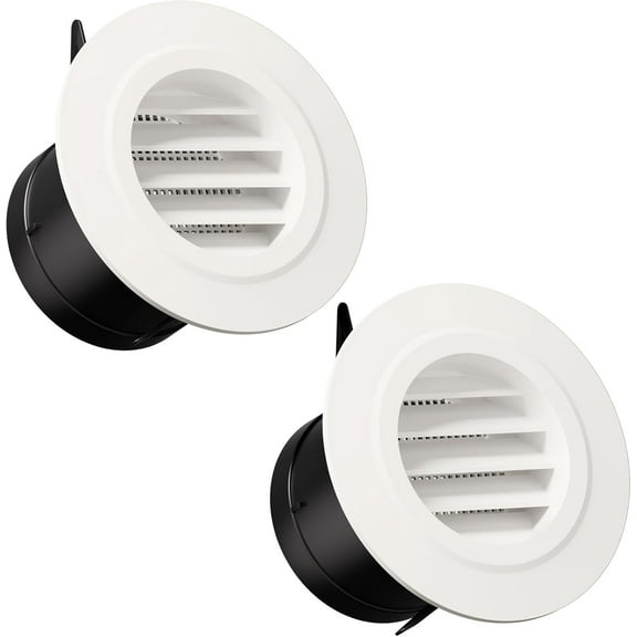ABCISI 3 Inch Soffit Vents, ABS Plastic Air Duct Vent Cover with Screen Mesh, Round Vent Cover for Exhaust Fan, Bathroom, Kitchen, Garage Durable Exterior/Indoor Use, White, 2 Pack
