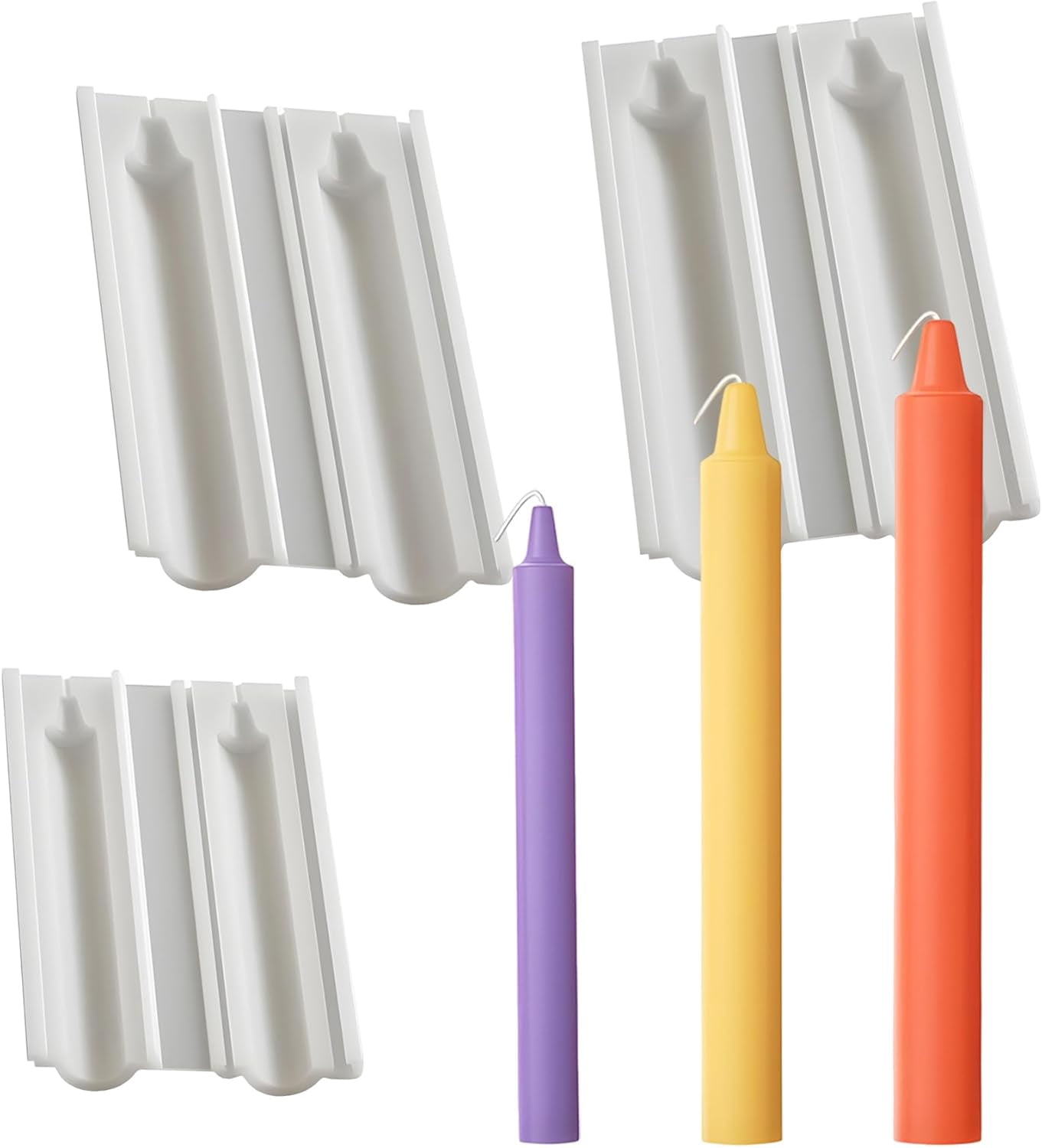 ABCISI 3 Pcs Column Candle Mold, Silicone Long Taper Resin Mold for Handcrafted Pillar & Taper Candles for Aromatherapy Candle, Soy Wax, Birthday Cake Decor (3 Sizes)