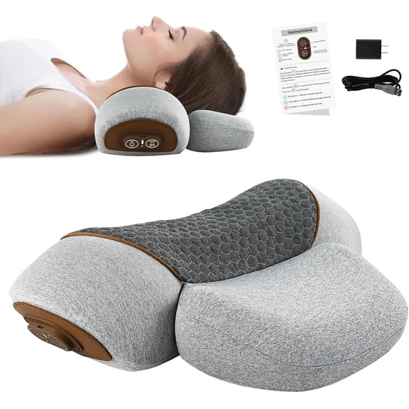 ABCISI 3-in-1 Neck Massager Pillow, Cervical Pillow Massage Neck Hump for Shoulder Pain Relief, Back Shoulder Massager with Kneading, Shiatsu Massage with Heating, Traction Function, Hump Corrector