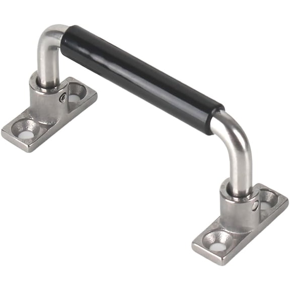 ABCISI 304 Stainless Steel Folding Handle, 90 Degree Folding Solid Pull with Rubber, Electric Cabinet Pull Industrial Cabinet Handle, Toolbox Handle (Four Hole, Hole Center 3.93 in)