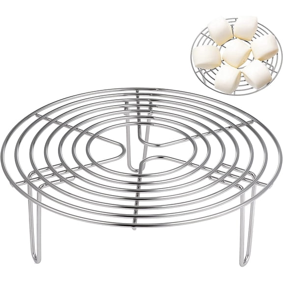 ABCISI 304 Stainless Steel Steamer Rack, Round Cooling Rack with Legs, Microwave Plate, Steaming Tray Cooking Supplies for Kitchen Steaming Cooking (20 * 7cm)