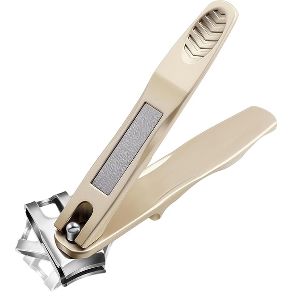 ABCISI 360° Rotating Toenail Clippers for Seniors, Long Handle Fingernail Clippers for Men and Women, Ergonomic Grip Toenail Clipper for Thick Nails, Golden