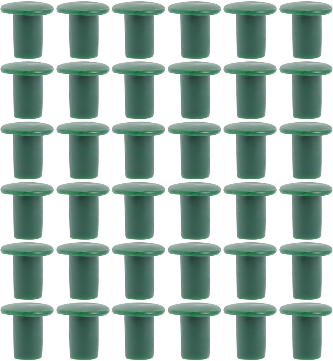 ABCISI 36Pcs Garden Safety Cane Caps Plastic Mushroom Rebar Safety Caps Tube Screw on Rebar Stakes for Garden Canes Green