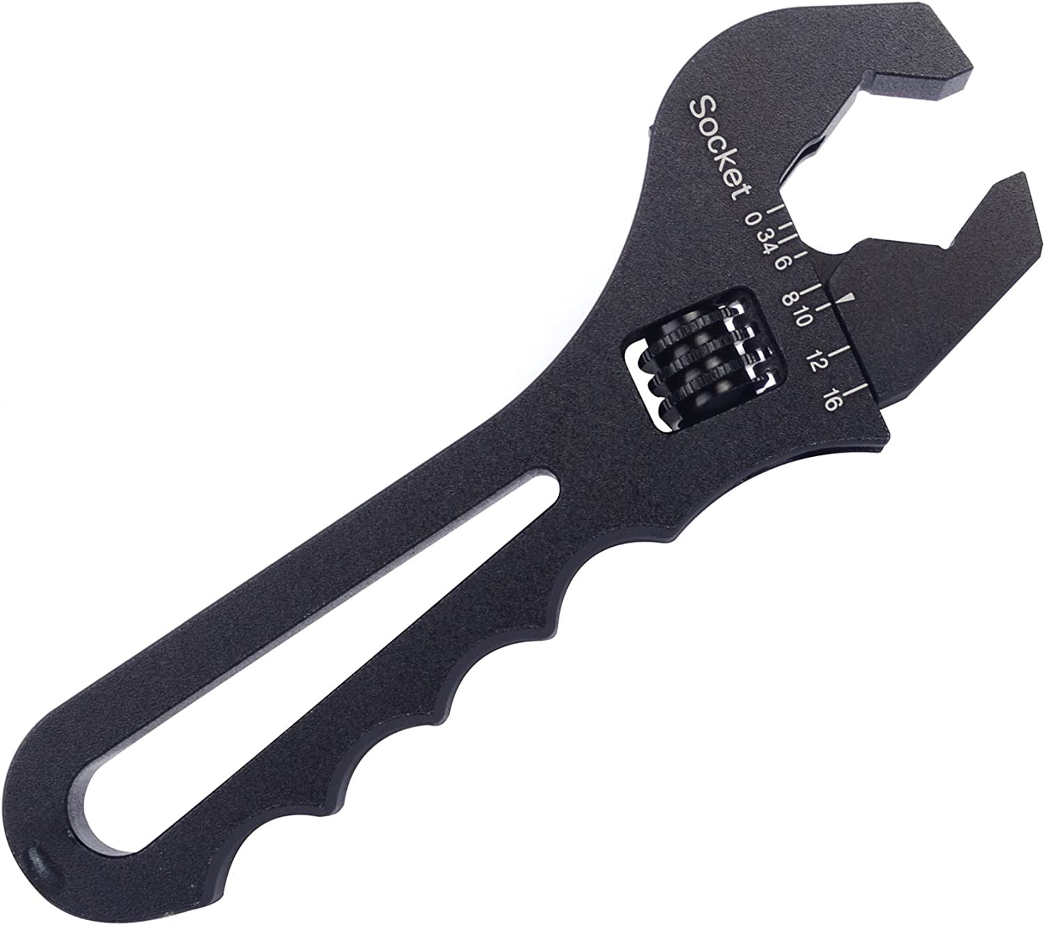 ABCISI 3AN-16AN Adjustable Wrench, Aluminum Lightweight Spanner Tools with ErgoFlow Curved Handle for An Hose Fitting Adapter End, Black