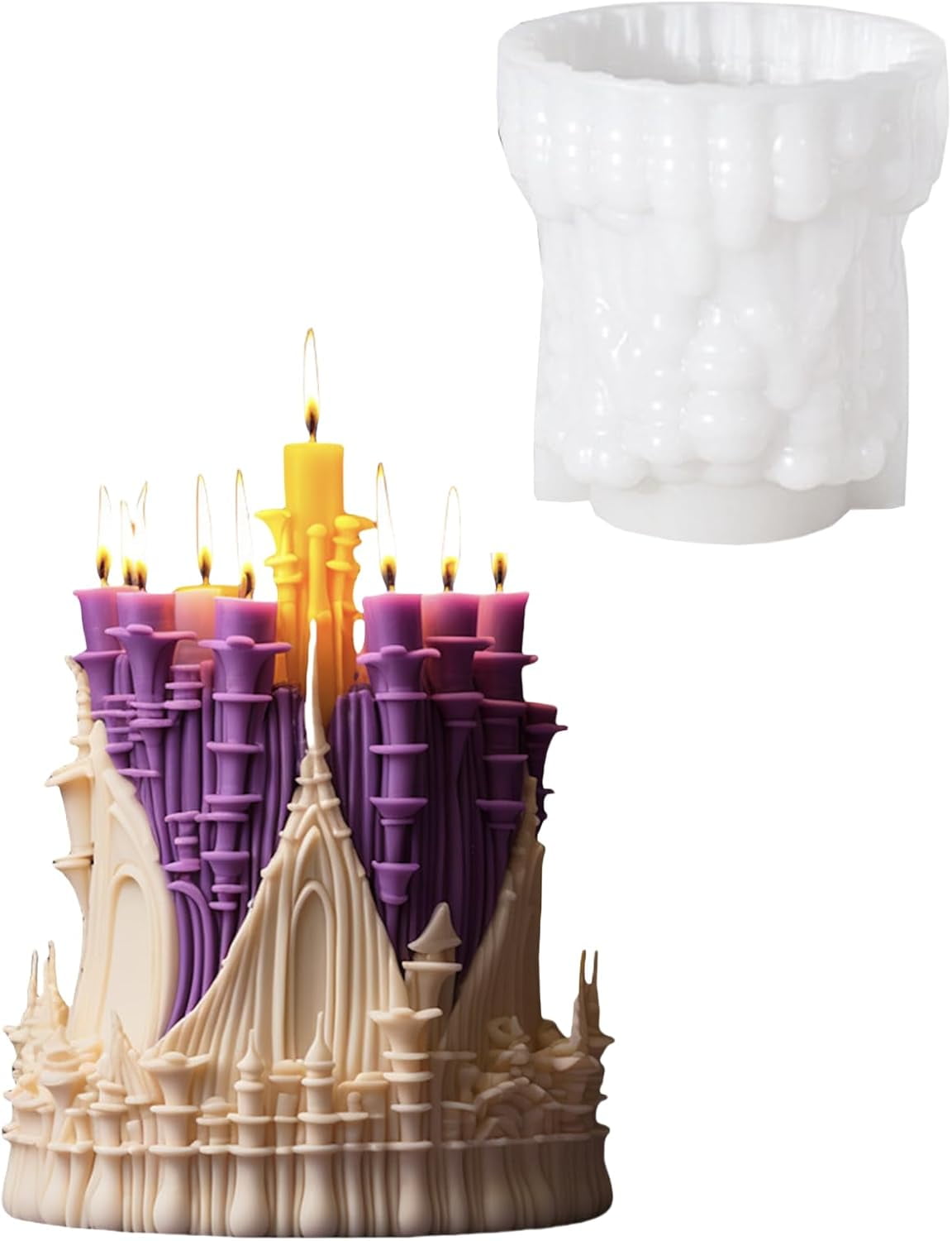 ABCISI 3D European Style Castle Candle Silicone Mold, Silicone Mold for Resin Cake Chocolate Mold for DIY Gift Home Decor