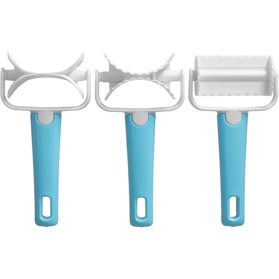 ABCISI 3PCS Pastry Rolling Cutter, Rolling Cookie Cutter Plastic Dough Blade Roller Round Roller Fondant Slicer Baking Accessory for Cake Cookies Biscuits