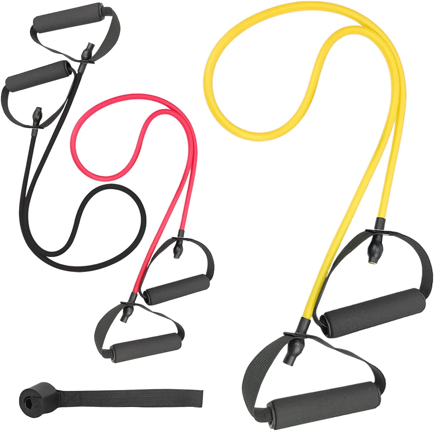 ABCISI 3PCS Resistance Bands with Handles, Strength Bands Exercise Bands Set with Handles, Elastic Bands Workout Bands for Working Out Strength Training Muscle Toning Door Anchor (10-30Lb)