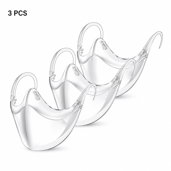 ABCISI 3PCS Transparent Face Shield, Sturdy Lightweight Anti-Fog Clear Face Mask, Plastic Reusable Protective Face Mask for Men and Women in Salons, Outdoor and Cafés, 5.9 x 4.5 Inch
