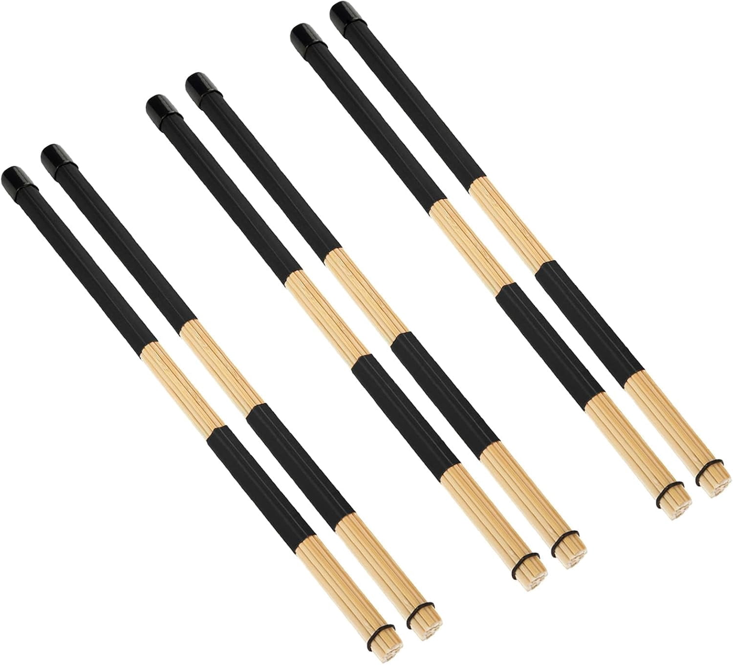 ABCISI 3Pairs Wood Brush Drum Sticks, 16inch 19 Bundle Rods Drumsticks Drum Brushes Sticks Rod Drumsticks Music Instrument Accessory for Jazz, Folk, Small Venue and Acoustic Performance (Black)