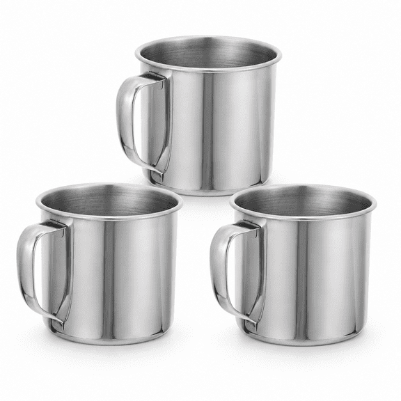 ABCISI 3Pcs Stainless Steel Kids Camping Mugs, Unbreakable Small Drinking Cups with Easy Grip Handle for Children, School, Travel, Picnic and Outdoor Camping, 2.99 in Silver