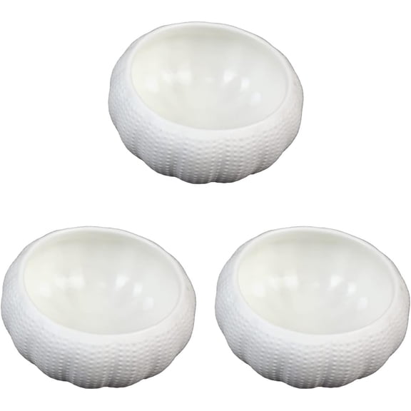 ABCISI 3pcs Ceramic Sauce Tray, Sea Urchin Shape Condiment Bowls for Kitchen, Exquisite Urchin Plates for Caviar, Sushi, Soy Sauce & Appetizers, Restaurant-Grade Molecular Gastronomy Plates, 3.54"