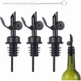 thumbnail image 1 of ABCISI 3pcs Self Closing Liquor Bottle Pourers, Black, Auto Flip Wine Bottle Stoppers with Rubber Dust Cap & Cleaning Brush, Weighted Olive Oil Vinegar Dispenser Spout, Fit about 3/4'' Bottle Mouth, 1 of 7