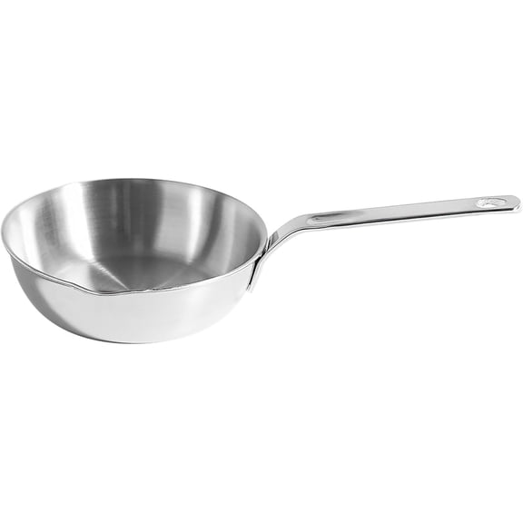 ABCISI 4.7-Inch Mini Egg Pan With Spout, Stainless Steel Small Flat Bottom Frying Pan for Cooking, Compact Single Servings Omelet Pan for Butter, Sauce & 1 Egg