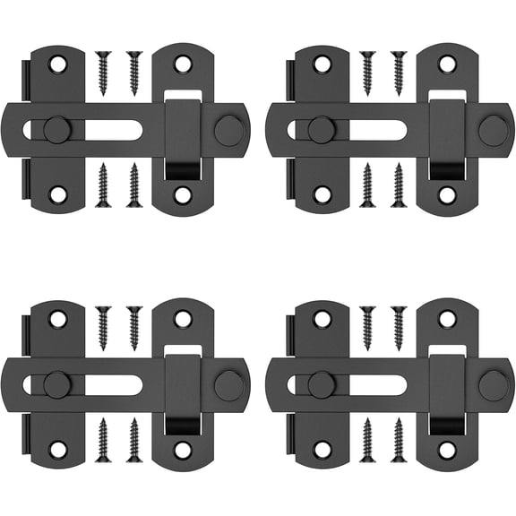 ABCISI 4 Inch Flip Latch Gate Latches, 180 Degree Flip Barn Door Lock Latch, Heavy Duty SUS304 Stainless Steel Flip Sliding Latch, Bolt Buckle Lock for Barn Wood Fence Sliding Doors, Black, 4 Pack
