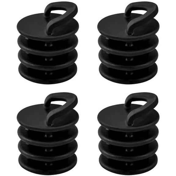 ABCISI 4-Pack 1.6 Inch Black Rubber Kayak Scupper Plugs, Push-in Drain Plugs with Handle for Canoe and Kayak Accessories, Essential Kayak Supplies, Easy Install, Stay Dry