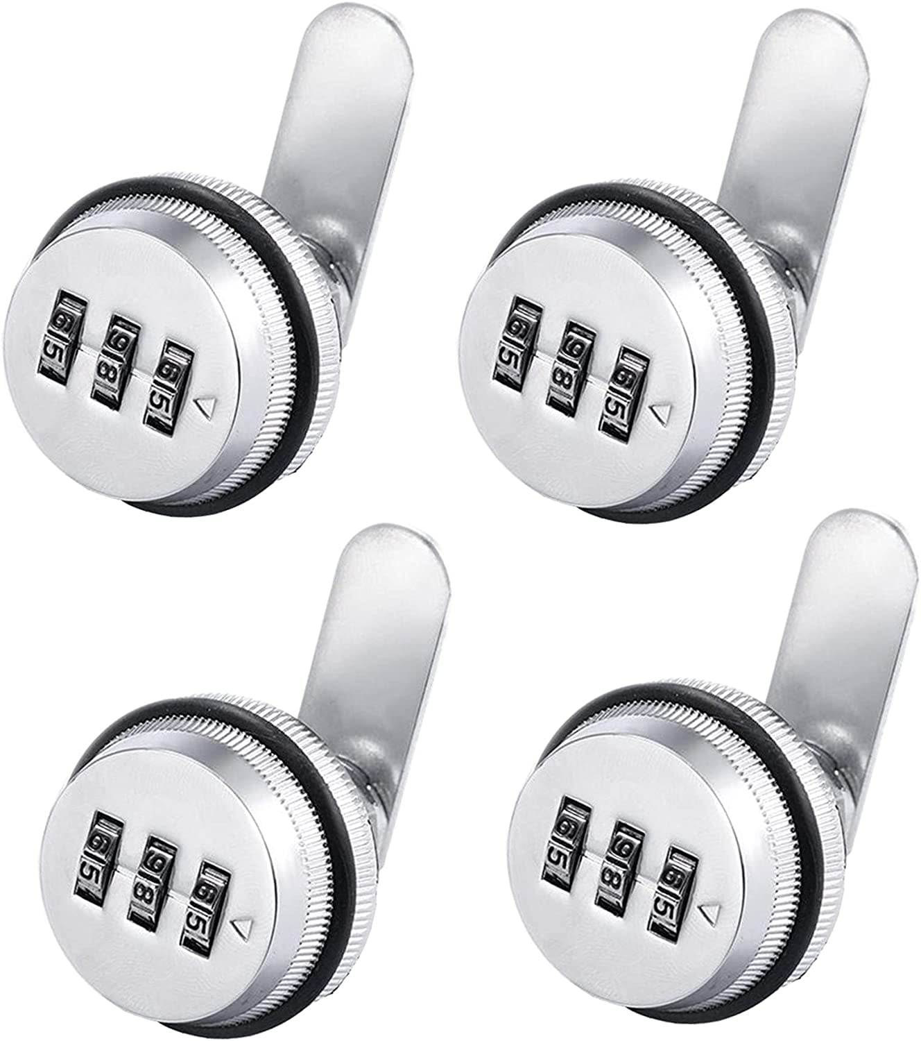 ABCISI 4 Pack Combination Cabinet Lock, Password Coded Cabinet Lock, Combination cam Locks with 3/4'' Cylinder Chrome Finish, Security Locks for Cabinet Deposit Box Mailbox, Silver