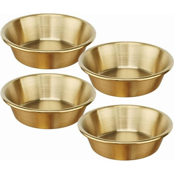 ABCISI 4 Pack Stainless Steel Mini Dip Bowls, 2.3oz Small Metal Sauce Cups, Soy Sauce Seasoning Dish, Dipping Sauce Ramekin, Individual Condiment Container forChip Sushi Appetizer, Gold