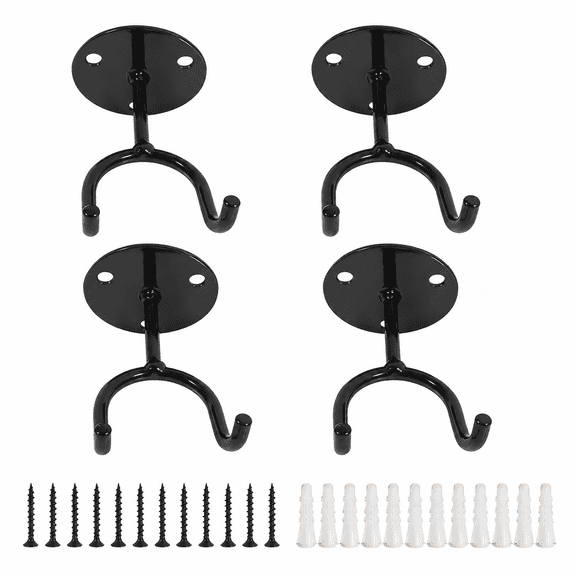 ABCISI 4 Pcs Baseball Bat Holders, Wall Mounted Metal Bat Rack Hooks for Baseball and Softball, Black Display Hangers with Hardware for Home, Garage, Sports Room and Memorabilia