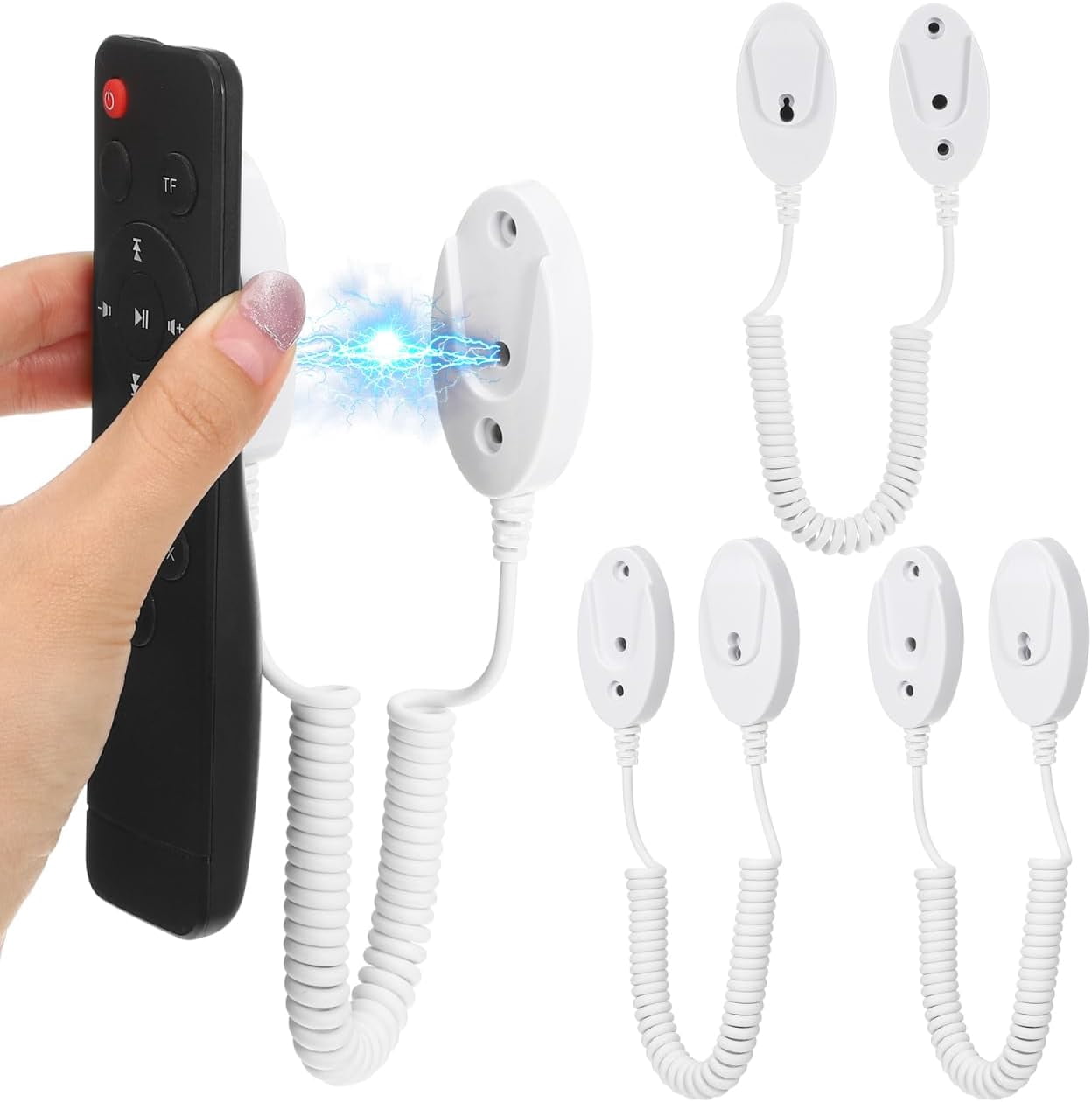 ABCISI 4 Pcs Magnetic Remote Control Holder with Cord, Retractable ...