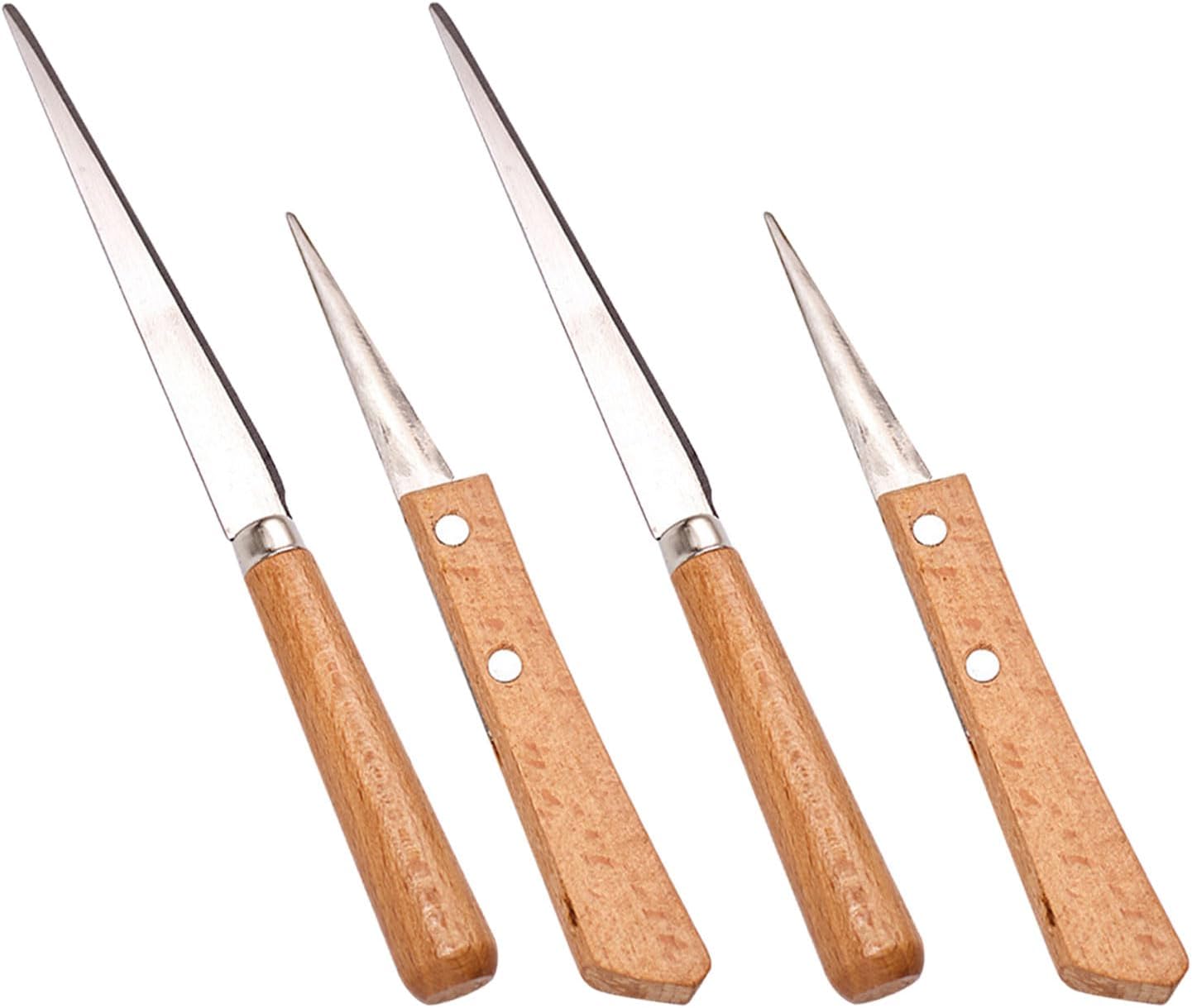 ABCISI 4 Pcs Wooden Handle Fettling Knife, Carving Knife for Woodcrafter Artists DIY Lover, Ceramic Polymer Clay Pottery Craft Art Tools for Pottery Sculpting Ceramic Polymer Clay Carving Modeling