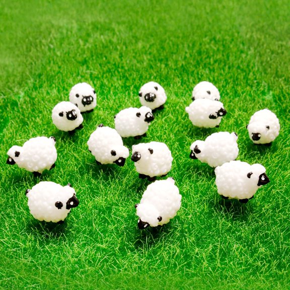 ABCISI 40 Pcs Miniature Sheep Figurines Mini White Sheep Figurines Resin Sheep Cake Topper Mini Sheep for Fairy Garden Micro Landscape Decor Cake Topper