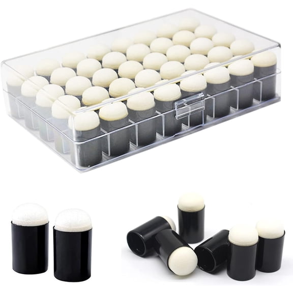 ABCISI 40pcs Finger Sponge Daubers with Storage Box, Card Making Drawing DIY Craft Handmade Finger Painting Sponge Set, Craft Drawing Sponge Dauber Set for Painting Chalk Ink Projects-Daubers