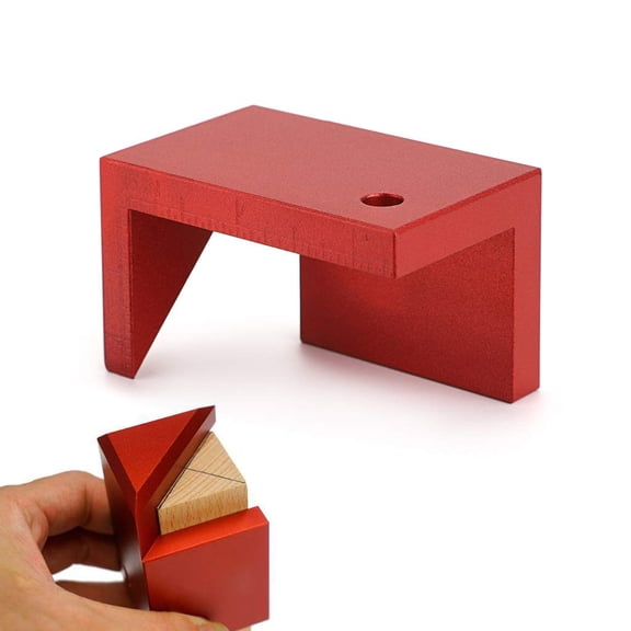ABCISI 45 Degree Angle Marker Aluminum Alloy Pen Center Finder with Inch Scale, Woodworking Center Scriber Right Angle Line Drawing Ruler Measuring Tool Centerfinder for Woodworking (Red)