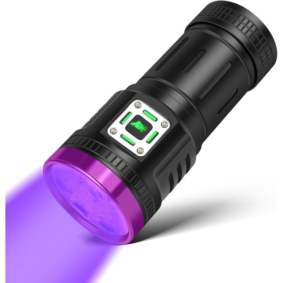 ABCISI 45W UV Flashlight Rechargeable Blacklight Flashlights Powerful, 9-Core Led 385-395 nm UV Light for Pet Urine Detection,Resin Curing,Scorpion,Rocks,AC Leak,Bed Bugs,Blood Tracking,Uranium Glass