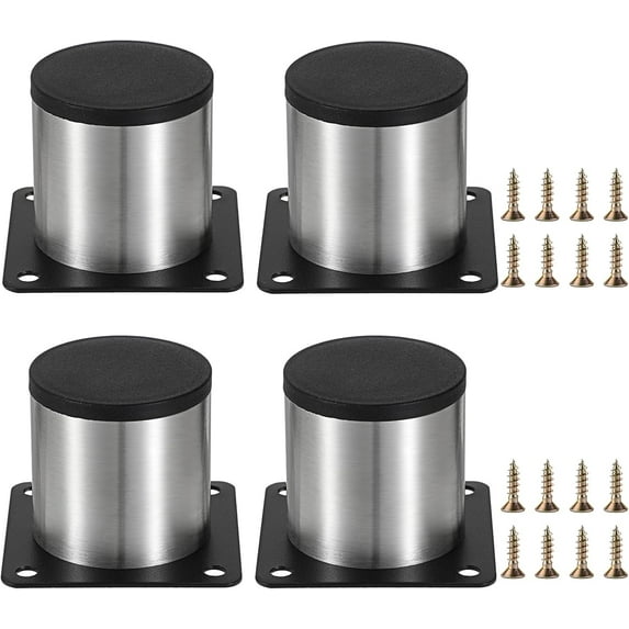 ABCISI 4PCS 2 Inch Stainless Steel Furniture Legs, Feet Metal Cabinet Desk Legs,Silver Round Metal Furniture Risers Coffee Table Replacement Legs Heavy Duty Sofa Legs TV Stand Legs Dresser Chair Legs