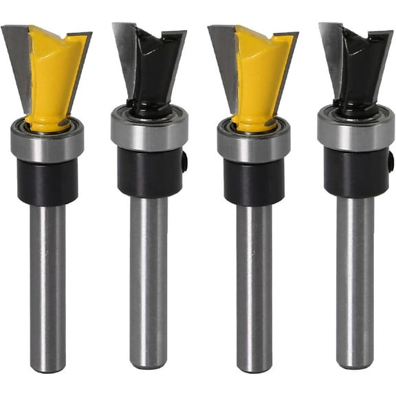 ABCISI 4Pcs 1/4 Inch Shank Dovetail Joint Router Bit Set, Dovetail Router Bits with Bearing Guide Dovetail Jig Bit for Woodworking Cutter Furniture Building Cabinet Making