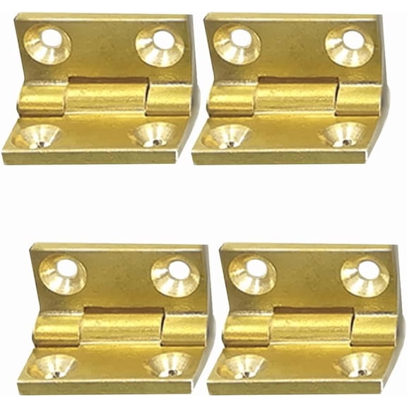 ABCISI 4Pcs Mini Solid Brass Hinges, 90 Degree Small Butt Hinges Connectors for Jewelry Gift Box Wooden Case Delicate Boxes Doll House Model Making Folding Pages, 0.75"x0.49"