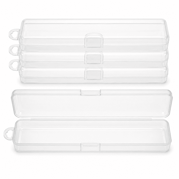 ABCISI 4 Pcs Travel Straw Cases, Clear Plastic Drinking Straw Containers with Lids, 8.2 in Portable Storage Boxes for Reusable Straws, Cutlery and Small Items