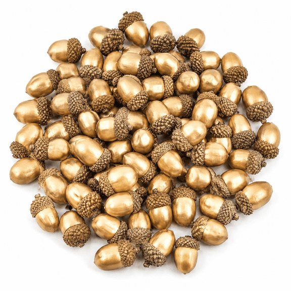 ABCISI 50 Pcs Artificial Acorns, 1.18 in Golden Fall Decorations with Natural Acorn Caps for Thanksgiving, Christmas, Wedding, Table Centerpieces and DIY Crafts