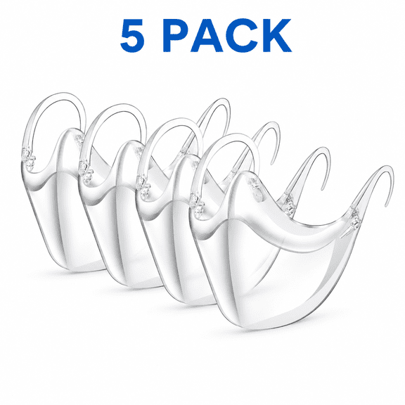 ABCISI 5PCS Transparent Face Shield, Sturdy Lightweight Anti-Fog Clear Face Mask, Plastic Reusable Protective Face Mask for Men and Women in Salons, Outdoor and Cafés, 5.9 x 4.5 Inch