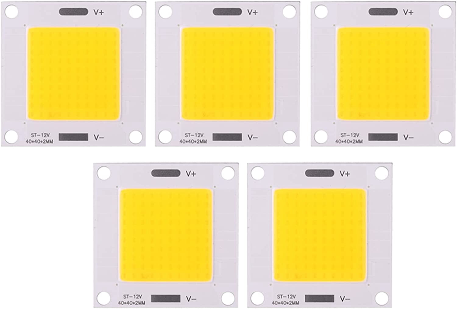 ABCISI 5pcs LED COB Chip, Aluminum Alloy 50W DC 12~14V LED Integrated Lamp Chip SMD Diode Beads Replacements for DIY Light Bulb Floodlight Spotlight Lighting Decoration (White)