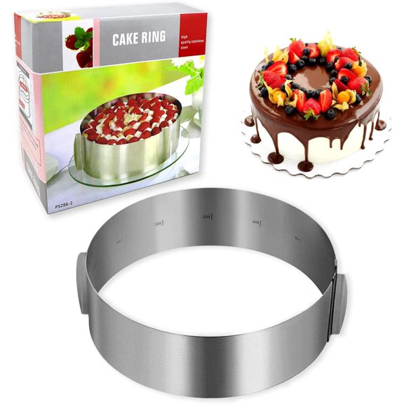 ABCISI 6-12 Inch Adjustable Circle Cookie Cutter, Stainless Steel Baking Ring, Reusable Round Cake Mold for Baking Pastry Cake Decor, Perfect Cakes Tool for Home