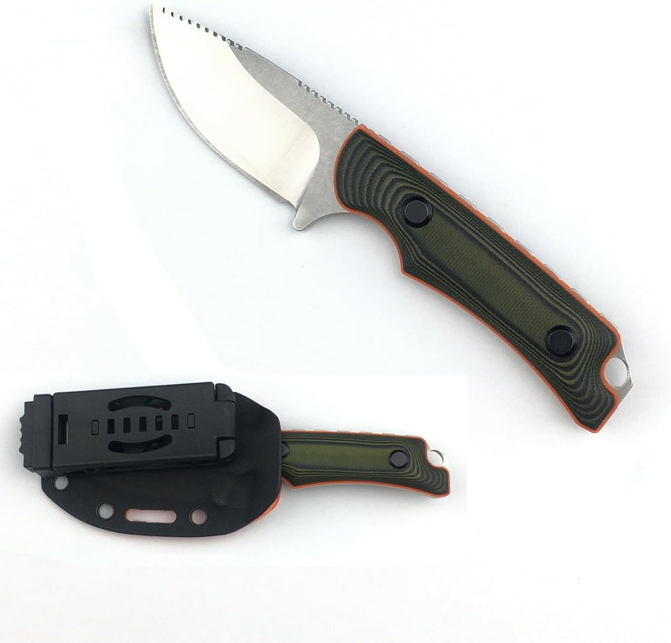 ABCISI 6.3 Inches Fixed Blade Knife with Kydex Sheath, 8Cr13Mov Blade, Compact Full Tang Hunter's Fixed Blade Knife, Full Tang G10 Handle, EDC Camping Hunting Knife for Camping,Survival and Adventure