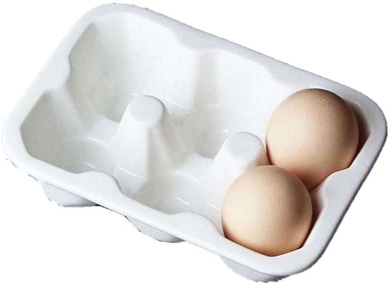 ABCISI 6 Cups Ceramic Egg Holder for Fridge, Egg Tray Holder, Pretty Egg Plate, Kitchen Restaurant Fridge Storage and Cookable Egg Porcelain Decorative Crate White-Heat Resistant