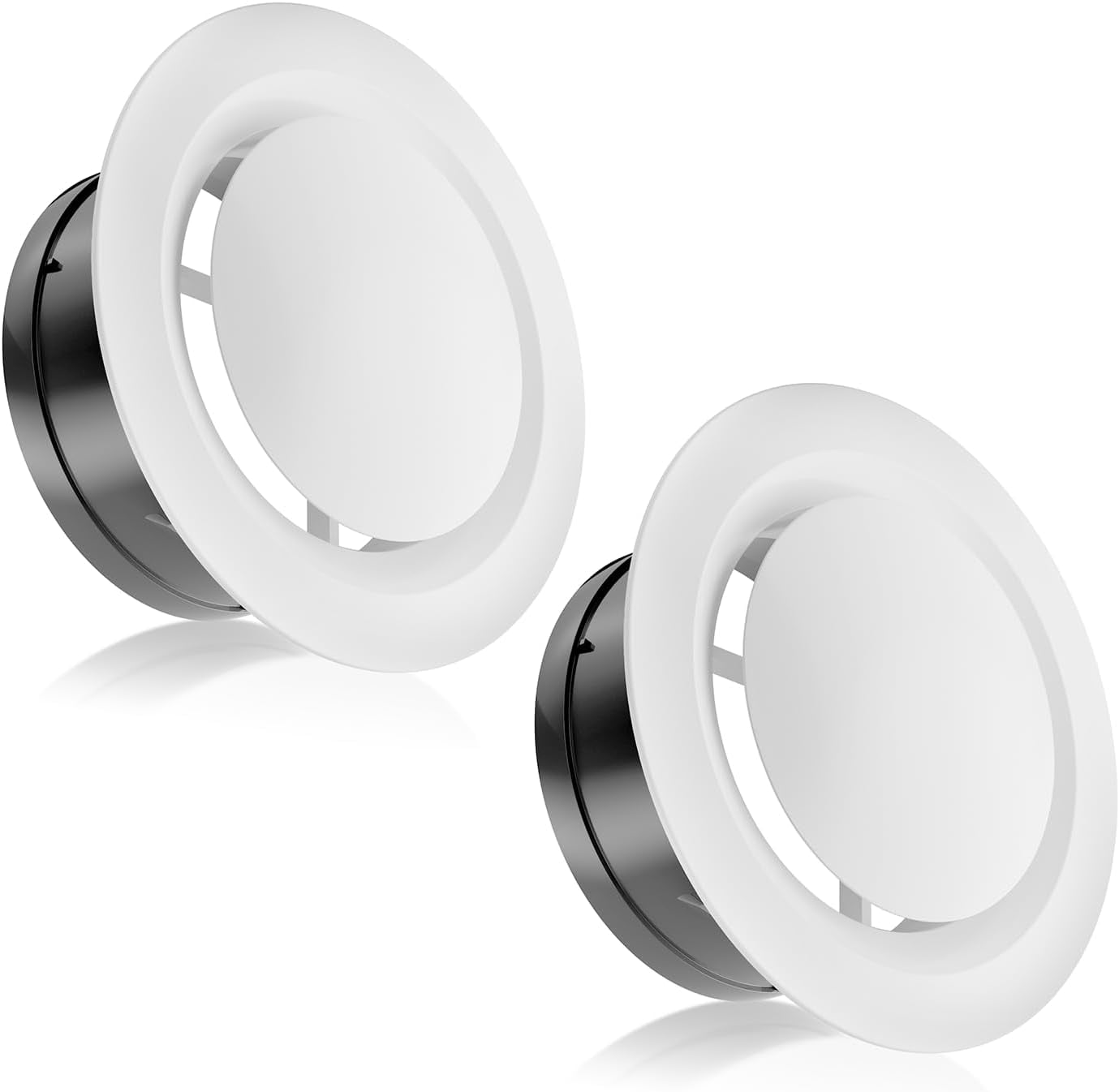 ABCISI 6 Inch Soffit Vent, Adjustable Air Vent Cover, ABS Round Ceiling Vent Covers for Living Room, Attic, Bathroom, Kitchen, Ventilation Use, White - Opening Size 5.66", 2 Pack