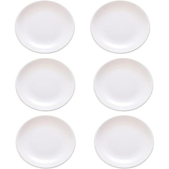 ABCISI 6 Pack Kitchen Melamine Plates, Round Dessert/Salad Plates, Serving Dishes for Snacks Appetizer, Dinnerware Sets, Dishwasher Safe, Dinnerware Sets, Dishwasher Safe,  6" White