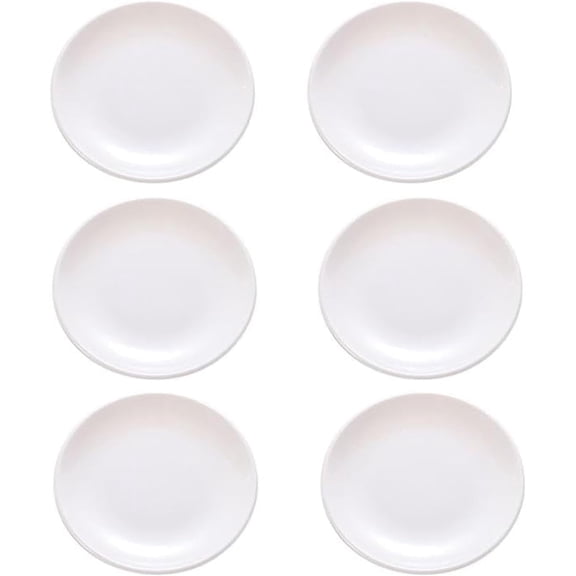 ABCISI 6 Pack Kitchen Melamine Plates, Round Dessert/Salad Plates, Serving Dishes for Snacks Appetizer, Dinnerware Sets, Dishwasher Safe, Dinnerware Sets, Dishwasher Safe, 6" White