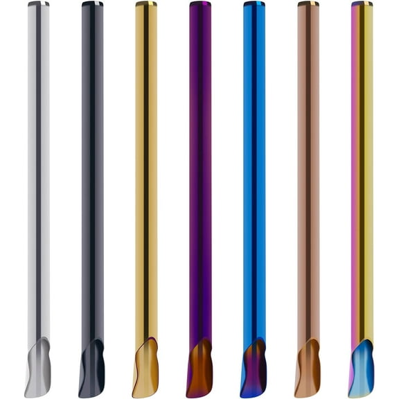 ABCISI 7 Pcs/Set Drinking Spoon Straws Stainless Steel Two-In-One Reusable Stirring Spoon Wide Opening 0.4 inch Smoothie Straws Kitchen Utensil for Juice Soups Milkshake Smoothies Ice Cream, 7 Colors