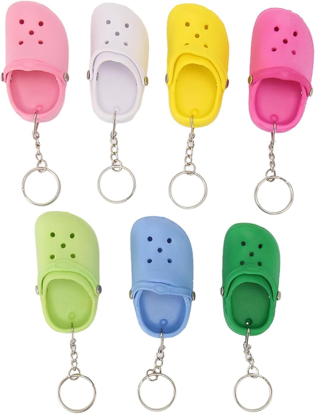 ABCISI 7pcs Cute Shoes Charms, Mini Shoe Keychain, Silicone Slipper Key Chains with Cute Soft Hole, Sandals Key Ring Pendant Decoration For Backpacks Cars