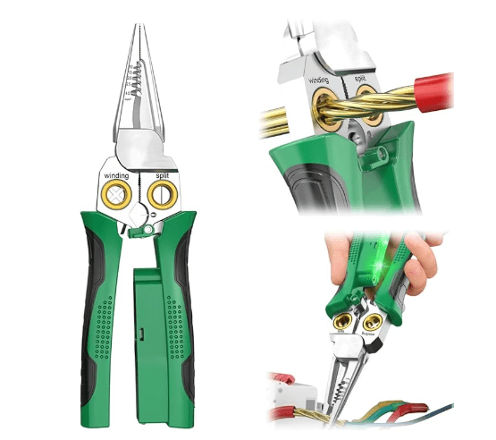 ABCISI 8 in 1 Wire Stripper with Voltage Tester, Multi-function Electric Wire Stripper Electrician's Pliers, Wire Stripping Tool for Cutting and Pulling Pliers, Electrician Repair Tool