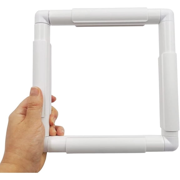 ABCISI  8 X 8" White Plastic Cross Stitch Frame, Square Embroidery Hoop DIY Sewing Tools Sewing Hoop Handhold Craft Clip Embroidery Snap Frame Hoop for Cross Stitching Quilting