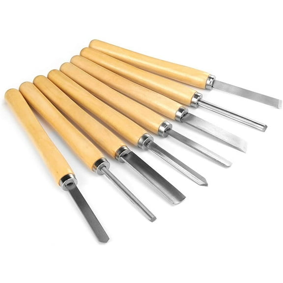 ABCISI 8Pcs Wood Lathe Chisel Sets, HSS Wooden Turning Chisels Kit Sculpting Chisel Woodworking Chisels Lathe Woodturning Tools Wood Carving Tools Set for Wooden Turning Hardwood