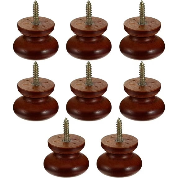 ABCISI 8 Pack Wood Cabinet Knobs, Coffee Brown Solid Wood Round Drawer Pulls with Self-Tapping Screws for Kitchen Cupboards, Dressers, Wardrobes, Closets, Vanities and Office Furniture