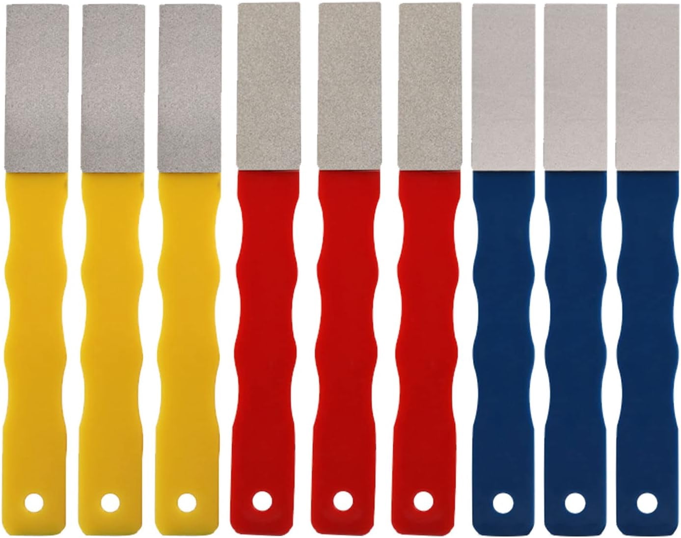 ABCISI 9 Pcs Diamond Sharpening Hones Set, Color Coded Diamond Sharpening Hone Sharpening Stones Diamond Paddles Sharpening Tools Flat Hand File Knife Sharpener for Hunting, Outdoor, Kitchen