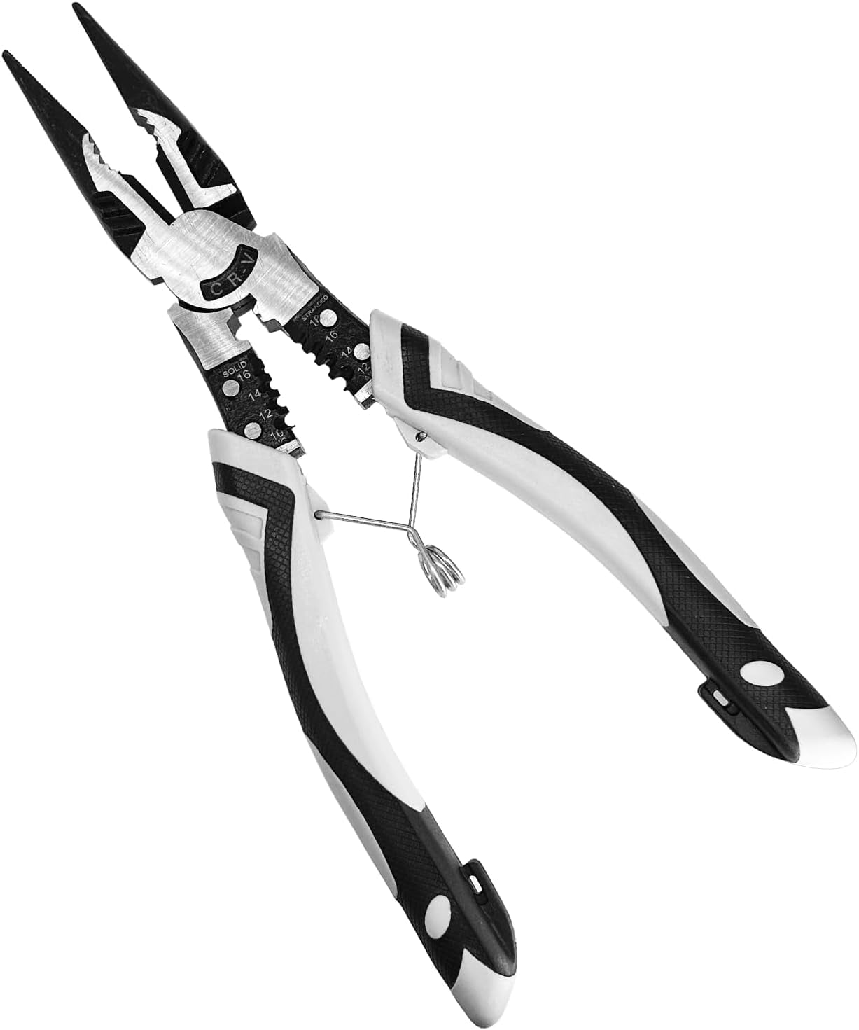 ABCISI 9-inch Needle Nose Pliers with Wire Stripper/Crimper/Cutter, Chrome Vanadium Steel Industrial Grade Multifunctional Precision Pliers with Sharp and Hardened Cutting Edges